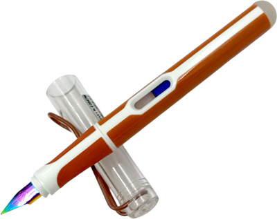 Lestylo 947 Brown Stripped Fine Rainbow Nib With Erasable Ink Cartridge Best Studet Gift Fountain Pen(Ink Color - Blue)