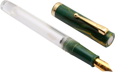 Ledos Oliver 51 JT Demonstrator Golden Trims Marble Green Cap Acrylic Fountain Pen(Eyedropper System)