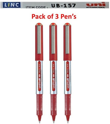 Linc uni-ball eye | 3 pcs | INK - RED | UB-157 Roller Ball Pen(Pack of 3, Ink Color - Red)