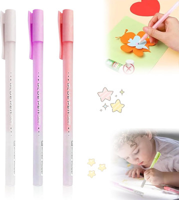 Qalam Kaari Quick-drying Solid Glue Stick Pen Candy Color Multi-Purpose Glue Pen Gel Pen(Pack of 3, Ink Color - Multicolor, Dispensing Pen Creative liquid glue stick Pen Precision glue pen)