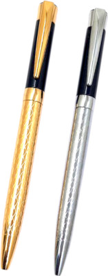 auteur Regalia Premium Ballpoint Pen Silver & Golden Metal Body Designer Best Gift Ball Pen(Pack of 2, Ink Color - Blue)