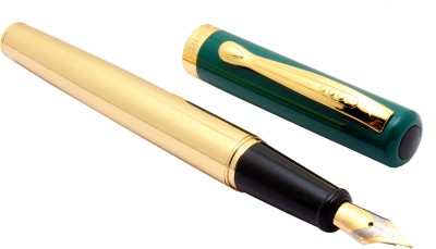 Ledos Dikawen 8073 Gold & Green Metal Body Medium Nib Fountain Pen(Ink Color - converter system)