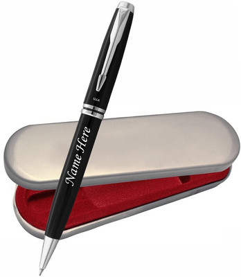 UJJi Name Engraved Black Color with Chrome Clip Metal Ball Pen(Ink Color - Blue )