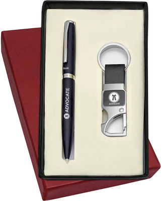 UJJi Advocate Logo Matte Black Pen with Bottle Opener Hook Keychain Ball Pen(Pack of 2, Ink Color - Blue )