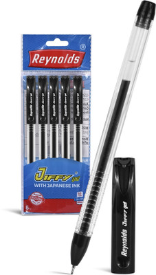 Reynolds Jiffy Gel Pen(Pack of 5, Ink Color - Black)