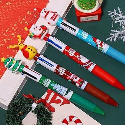 Le Delite Santa Snowman pen Ball Pen(Pack of 12, Ink Color - Multiple Colors)