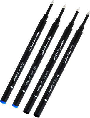 auteur 4 Pack - Black & Blue Fine Tip Schmidtt 888 Roller Ball Pen Refill(Pack of 4, Ink Color - Black, Blue)