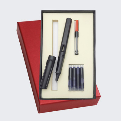 UJJi Plastic Body Fountain Pen Set with Ink Converter, 4 Blue Ink Cartridges, Black Fountain Pen(Ink Color - Blue )