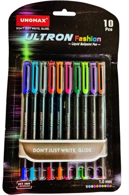 UNOMAX Ultron Fashion Multicolour Ball Pen(Pack of 2, Ink Color - Blue, Black, Red, Green, Pink, Violet, Orange, Light Blue, Light Green, Brown)