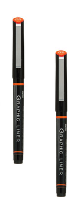 OHTO Graphic Liner Needle Point-05/02 Artist Supplies Archival Inking Roller Ball Pen(Pack of 2, Ink Color - Black)