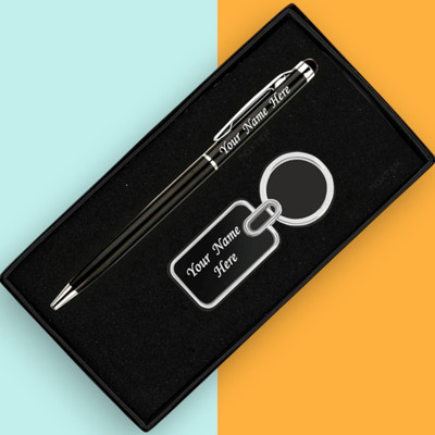 mizi Slim Black Pen With Keychain Set Ball Pen(Ink Color - Blue)