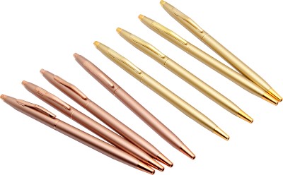 Ledos Set Of 8 Gold & Copper Finish Sleek Metal Body Ball Pen(Pack of 8, Blue Refill)