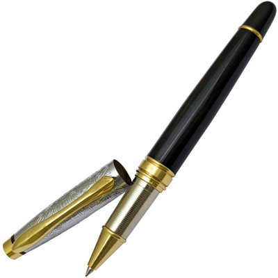 UJJi Half Design Roller Pen with Golden Part Roller Ball Pen(Ink Color - Blue )
