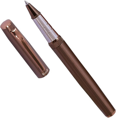 Krink KNP_PEN_R050 Unique Design with brown Color Combination Metal Body Roller Ball Pen(Ink Color - Blue)