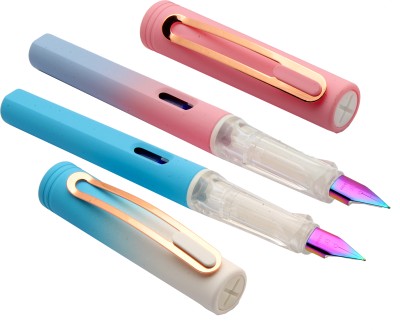 Ledos Set Of 2 Yiren Dualtone Color Velvet Finish Body Rainbow Colored Extra Fine Nib Fountain Pen(Pack of 2, Converter System)