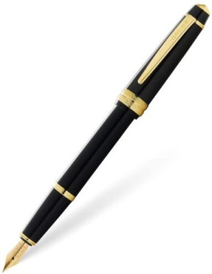 CROSS Bailey Light Polished Black Resin and Gold Tone Trim Fountain Pen – Fine Nib Fountain Pen(Ink Color - Black)