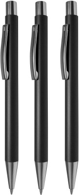 UJJi Click Mechanism Matte Black Colour Ball Pen(Pack of 3, Ink Color - Blue )