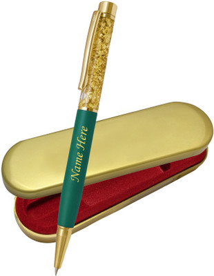 UJJi Matte Finish Zari Gold Green Colour Body Ball Pen(Ink Color - Blue )