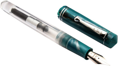 Ledos Click Aristocrat Teal Blue Marble Cap with Acrylic Fine Nib Fountain Pen(Ink Color - Converter system, Eyedropper)