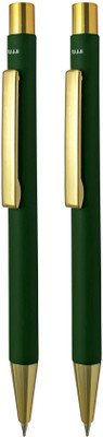 UJJi Green Color Body Fitted with Fine Point Blue Ink Refill Click ON OFF Ball Pen(Pack of 2, Ink Color - Blue )