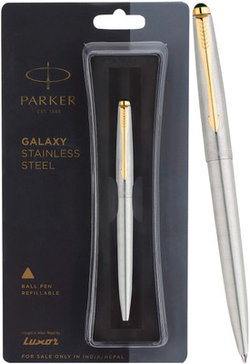 PARKER Galaxy Stainless Steel, Gold Trim Ball Pen(Ink Color - Blue)