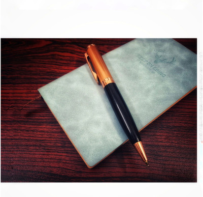 petaluma Roller Ball Blue Pen (Pack of 1)|Elegant & Classic Rose Gold & Black Finish Ball Pen(Ink Color - Blue)