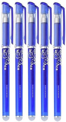 Agelast Blue Ink Erasable with attached Magic Wipe Eraser [0.35mm], Pack of 4 Gel Pen Refill(Ink Color - Blue)