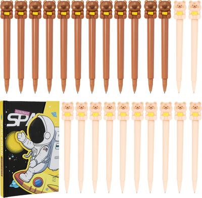 Ikko Cute Bear Figure Design with Space Dairy Ball Pen(Pack of 25, Ink Color - Blue)