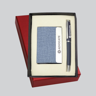 UJJi Gift Combo for Advocate with Metal Pen with PU Leather Card Holder Ball Pen(Pack of 2, Ink Color - Blue)