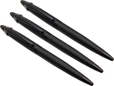 Ledos Set Of 3 Twist Mechanism Black Metal Body Ball Pen(Pack of 3, Ink Color - Blue Refill)