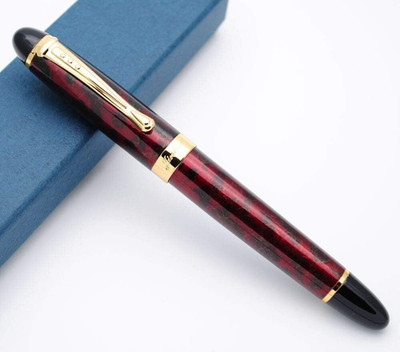 Lanxivi Classic Design with Converter Medium Nib Size with Ink Fountain Pen(Ink Color - Red)