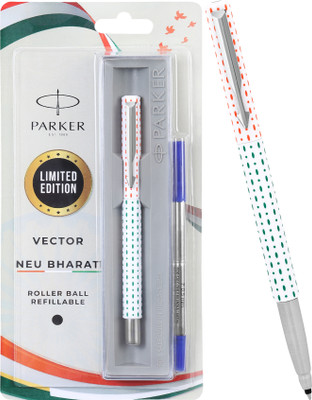 PARKER Vector NEU BHARAT | Limited edition| Chrome Trim | Roller Ball Pen(Ink Color - Blue)