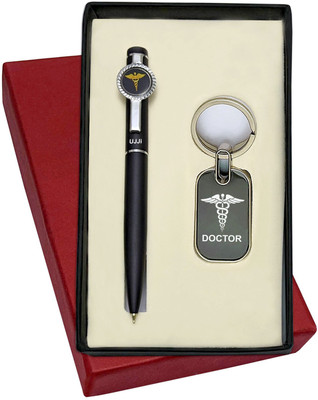 UJJi 2in1 Doctor Logo Engraved Keyring & Ball Pen Combo Keychain and Pen Gift Set(Pack of 2, Ink Color - Blue )