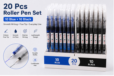 Amito Enterprises Everyday Writing Collection Gel Pen(Pack of 2, Ink Color - Black, Blue)