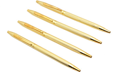 Ledos Set of 4 Falcon Sleek Golden Body Ball Pen(Pack of 4, Ink Color - Blue Refill)