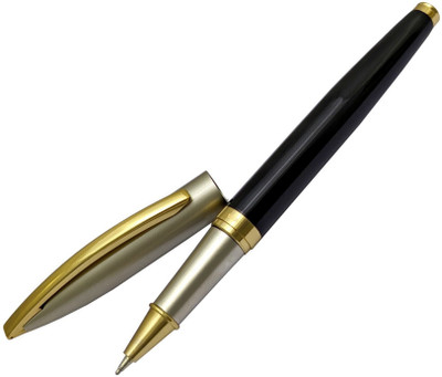 UJJi Half Satin Color Pen with Golden Part Roller Ball Pen(Ink Color - Blue )
