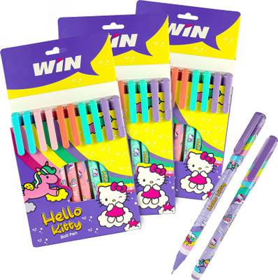 Win Hello Kitty 30 Blue | 0.7 mm Tip | Smooth Writing | Cute & Stylish Printed|Dark Ball Pen(Pack of 30, Ink Color - Blue)