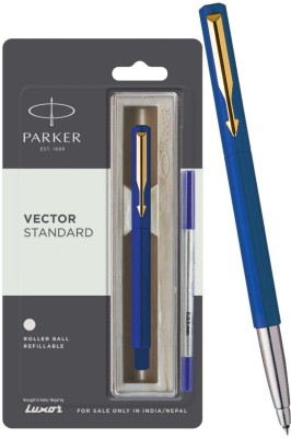PARKER Vector Standard Gold Trim Blue Body Roller Ball Pen