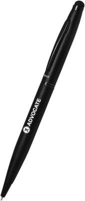 UJJi Advocate Logo Engraved Matte Black Pen with Stylus for Touch Screen Ball Pen(Ink Color - Blue )