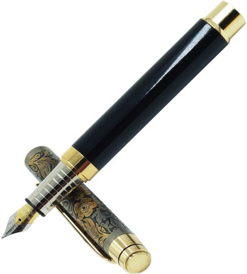 Lestylo Premium Black Color Metal Body With Gold Plated Trims Designer Executive Gift Fountain Pen