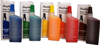 Daytone Water Proof Drawing Ink Set of 5 Colors Ink Bottle(Pack of 5, Ink Color - Red, Blue, Yellow, Green & Brown)