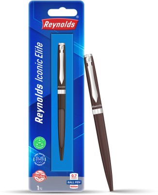 Reynolds Premium Metal Pen with Twist Mechanism, Iconic Elite Brown Ball Pen(Ink Color - Blue)