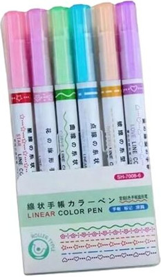 Eclet 6pc Shape Curve 6 Colour Highlighter Pen Set for Kids & Adult Multi-function Pen(Ink Color - Multicolor)