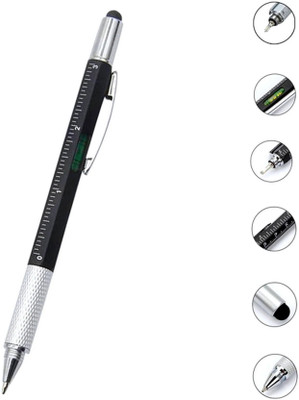 UJJi 5 in 1 Multi Use Pen with Level Gauge, Ruler, Screwdriver, Stylus, Ball Pen Multi-function Pen(Ink Color - Blue)