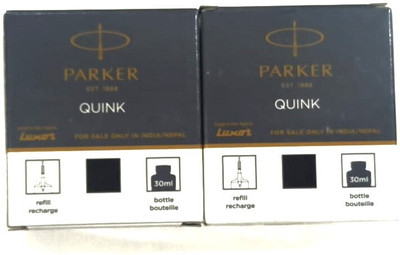 QUINK Parker Quink Black Ink Ink Bottle(Pack of 2, Ink Color - Black)