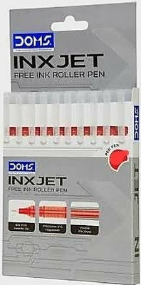 DOMS DOMS INXJET Roller Ball Pen(Pack of 10, Ink Color - Red)