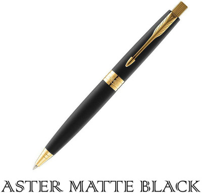 PARKER ASTER MATTE BLACK GOLD TRIM BALL PEN WITH CARD HOLDER Ball Pen(Ink Color - Blue)