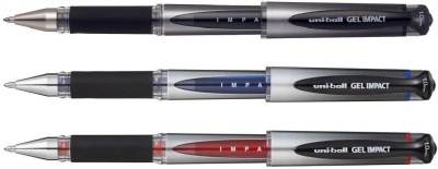 uni-ball Gel Impact Gel Pen(Pack of 3, Black, Blue, Red)