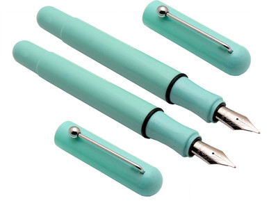 Ledos Set Of 2 Jinhao Mini Pista Green Color With Steel Ball Clip & Fine Nib Fountain Pen(Pack of 2, Ink Color - Converter System)
