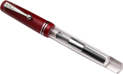 Ledos Click Aristocrat Demonstrator Acrylic With Flex Nib , Red Marble Cap Fountain Pen(Ink Color - Converter System)